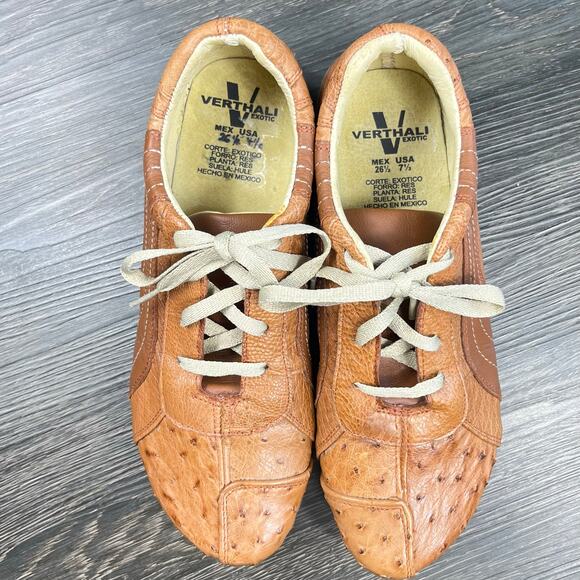 Verthali Ostrich Leather Sneaker Shoes Men Size 7.5 Women 9 Rare Exotic Handmade - Picture 2 of 10
